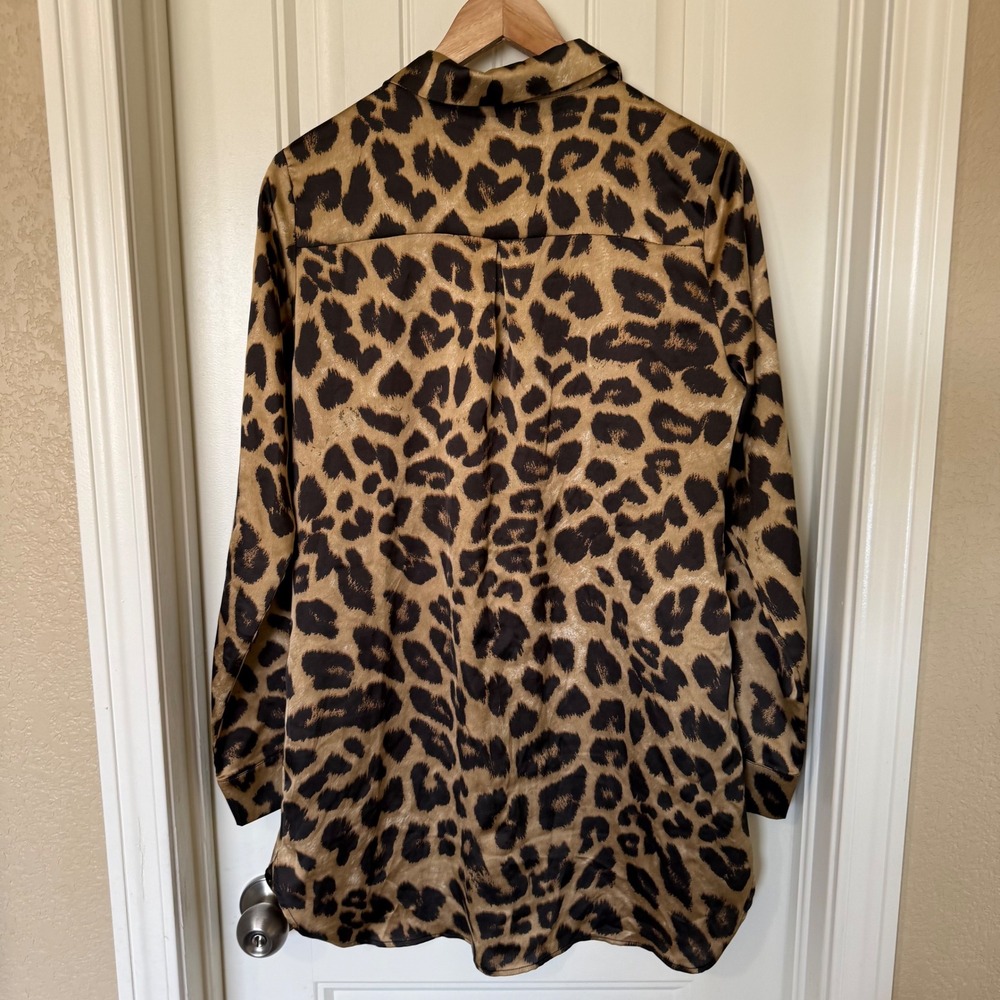 Forever‎ 21 Leopard Print Button Down Shirt Dress Women's Size Medium - Picture 5 of 7